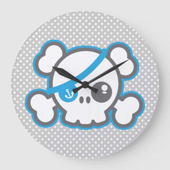 Horloge murale du crâne du pirate Kawaii (Recto)