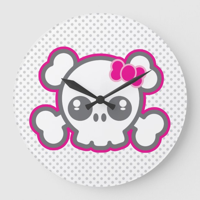 Horloge murale du crâne rose Kawaii (Recto)