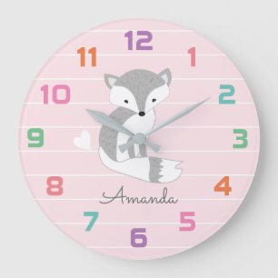 Horloge murale du Décor de renard rose