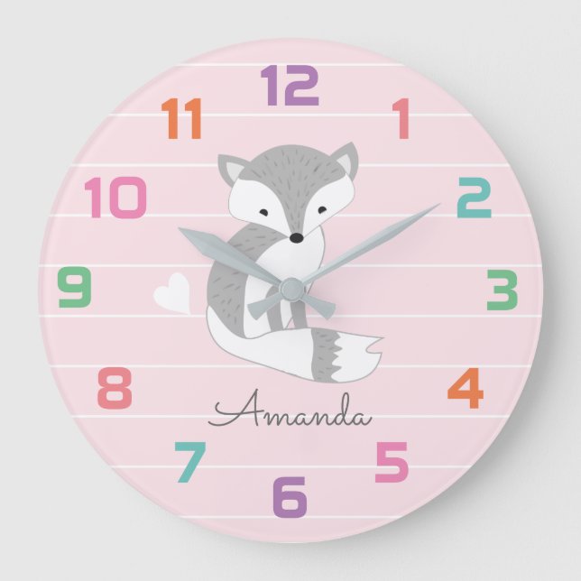 Horloge murale du Décor de renard rose (Recto)