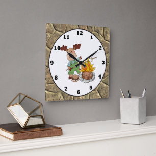 Horloge murale du dessin animé de Camping Moose