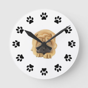 Horloge murale du Empreinte de patte Shar Pei