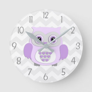Horloge murale du hibou gris pourpre