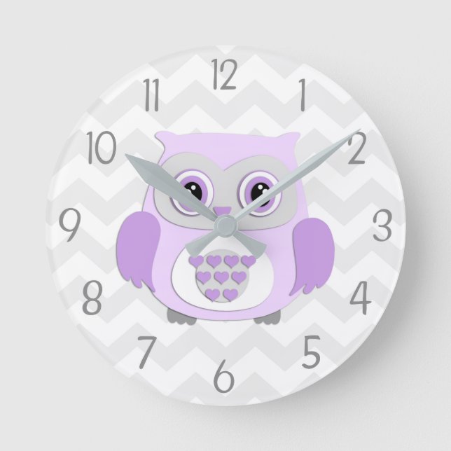 Horloge murale du hibou gris pourpre (Recto)