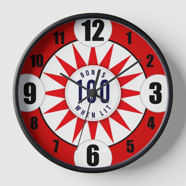 Horloge murale du joueur de pinball avec cadre en  (Recto)