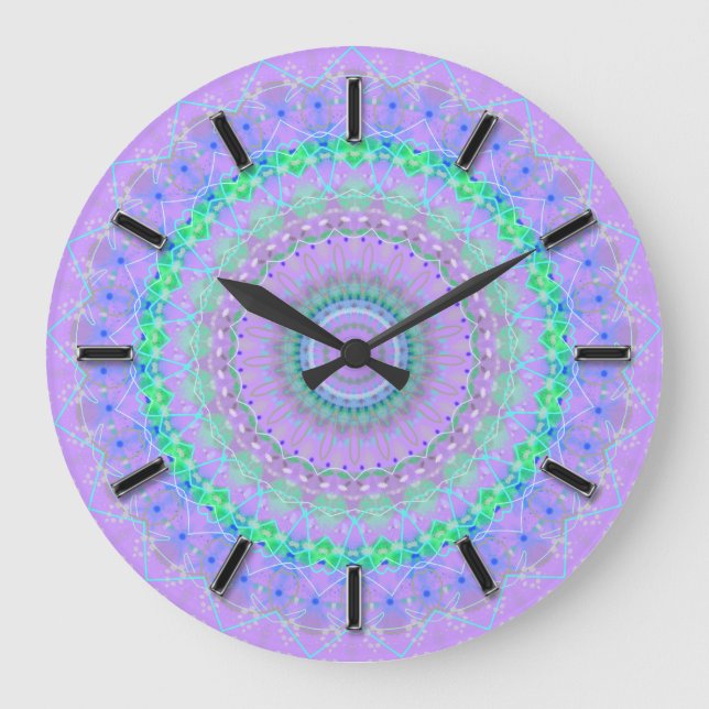 Horloge murale du kaléidoscope de Mandala violet v (Recto)