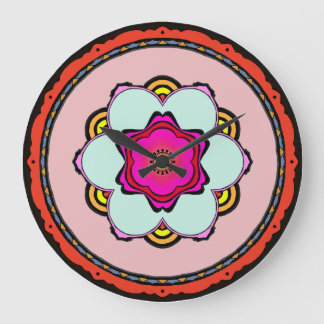 Horloge murale du mandala des fleurs