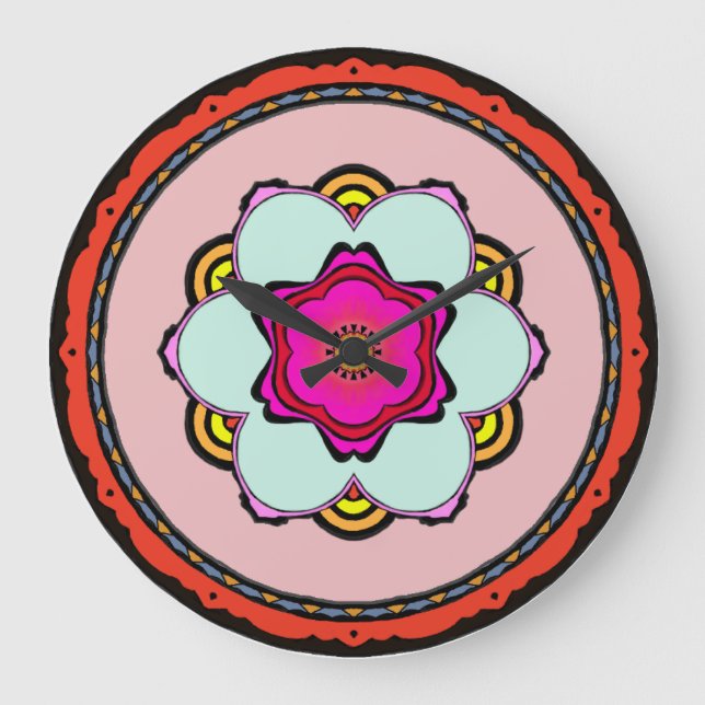 Horloge murale du mandala des fleurs (Recto)