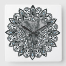 Horloge murale du mandala éléphant