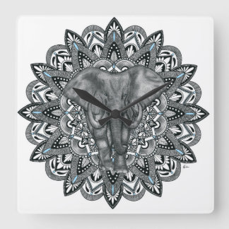 Horloge murale du mandala éléphant