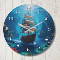 Horloge murale du navire pirate nautique - Océan s
