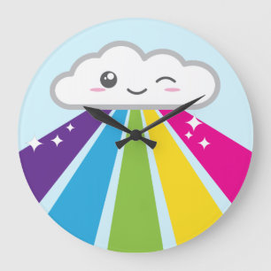 Horloge murale du nuage Kawaii et de l'arc en ciel