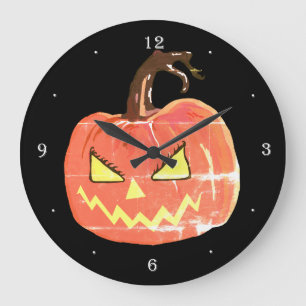 Horloge murale effrayante de citrouille d'art de