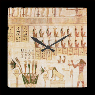 Horloge murale égyptienne ancienne beige Hiéroglyp