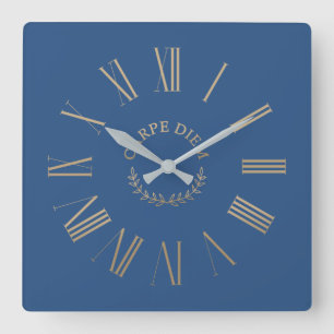 Horloge murale en acrylique bleue Carpe Diem