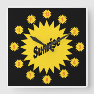 Horloge murale en acrylique, Carrée  SUNRISE