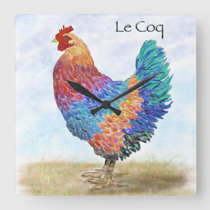 Horloge murale en acrylique Coq Français