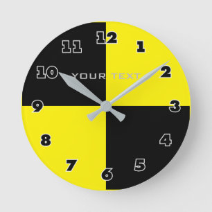 Horloge murale en acrylique jaune noir
