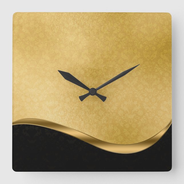 Horloge murale en acrylique noir et or (Recto)