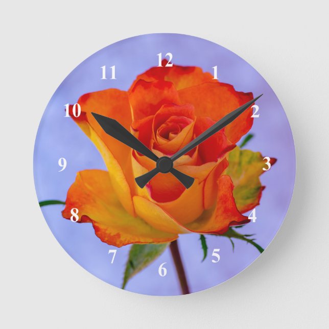 Horloge murale en acrylique orange et rose jaune (Recto)