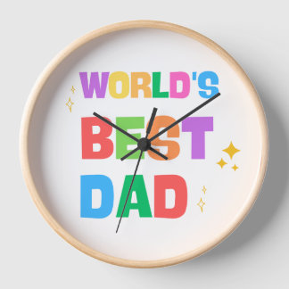 Horloge murale en bois coloré 'Meilleur papa du mo
