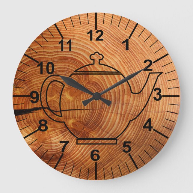 Horloge murale en bois de cuisine de Faux rustique (Recto)