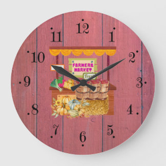 Horloge murale en bois de grange rouge Country Far