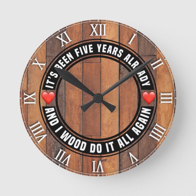 Horloge murale en bois du cinquième anniversaire d (Recto)