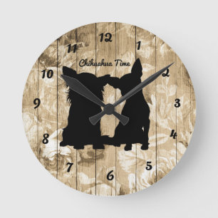 Horloge murale en bois florale de silhouette de