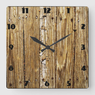 Horloge murale en bois patinée de plate-forme