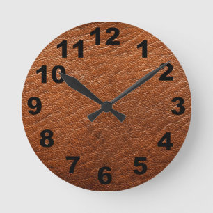 Horloge murale en cuir Brown de texture