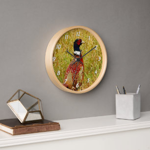 Horloge murale en faisan à cou circulaire