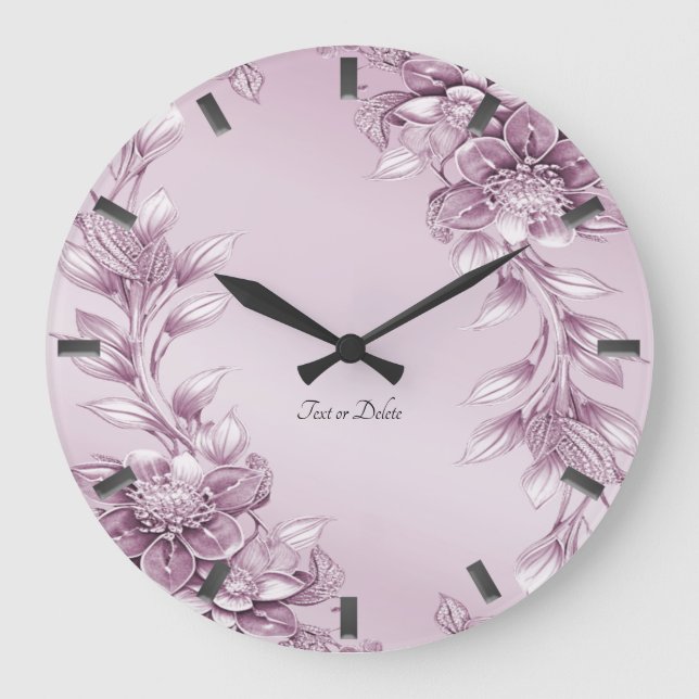 Horloge murale en feuillage rose (Recto)