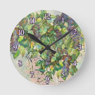 Horloge murale en fleurs lilas