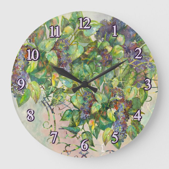 Horloge murale en fleurs lilas (Recto)