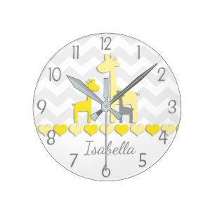 Horloge murale en girafe gris jaune