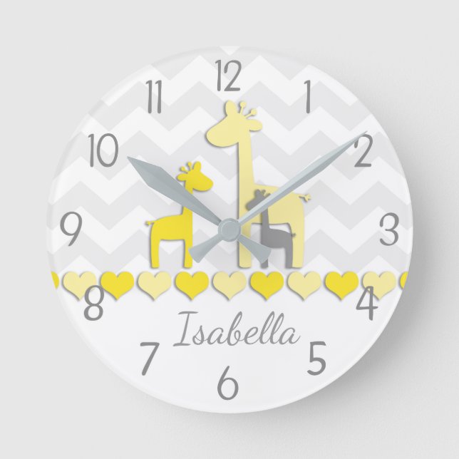 Horloge murale en girafe gris jaune (Recto)