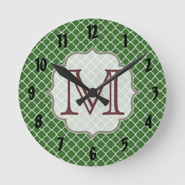 Horloge murale en Latti Monogramme en quartz vert (Recto)