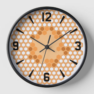 Horloge murale en peigne de miel - Thème d'abeille