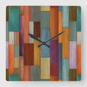 Horloge murale en planches de bois