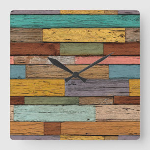 Horloge murale en planches de bois