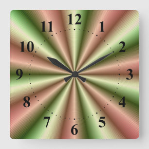 Horloge murale en plis rose et vert