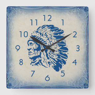 Horloge murale en silhouette en chef bleu