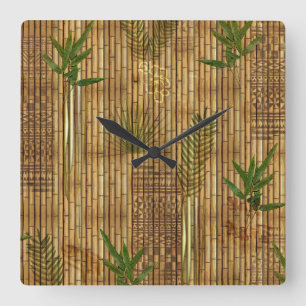 Horloge murale en tissu de bambou Tapa