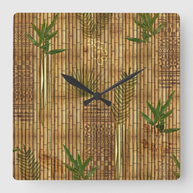Horloge murale en tissu de bambou Tapa (Recto)