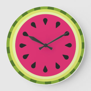 Horloge murale en tranche de pastèque rose