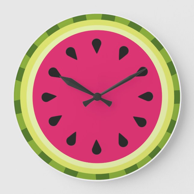 Horloge murale en tranche de pastèque rose (Recto)