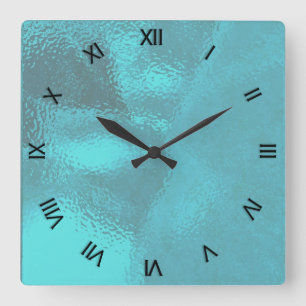 Horloge murale en verre bleue de regard d'Aqua