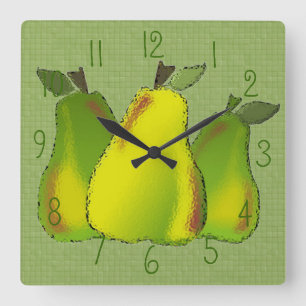 Horloge murale en verre de poires (carrelé)