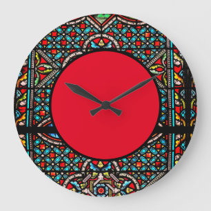 Horloge murale en verre noir et rouge